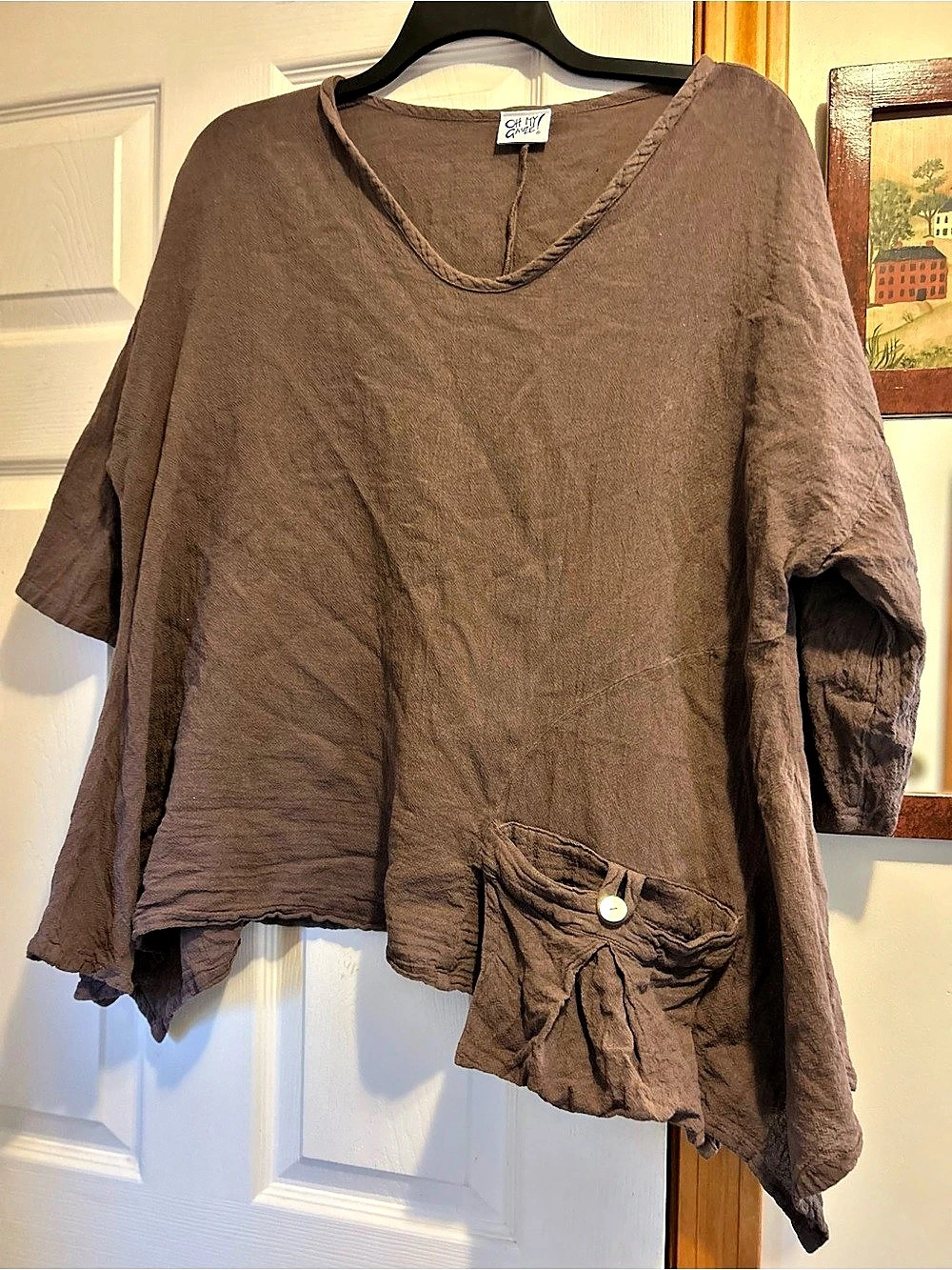 Oh My Gauze! Brown Cotton Asymmetrical Pocket Tunic M/L